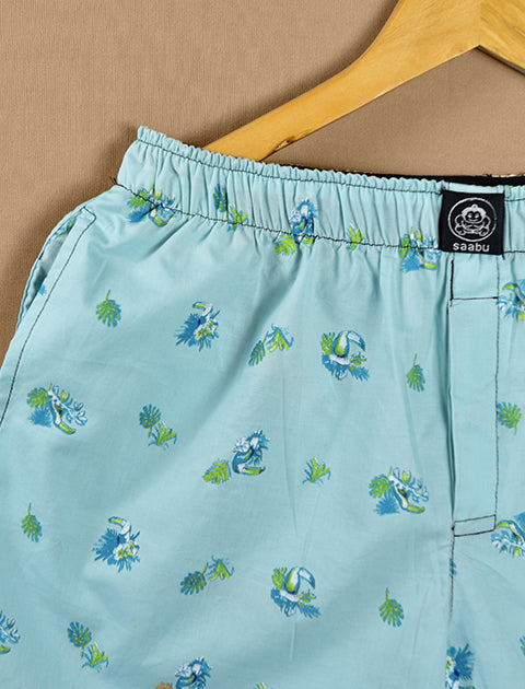 Sky Blue Printed Cotton Boxers