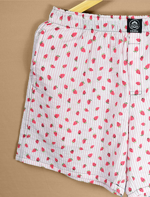 Strawberry Pink Printed Cotton Boxers