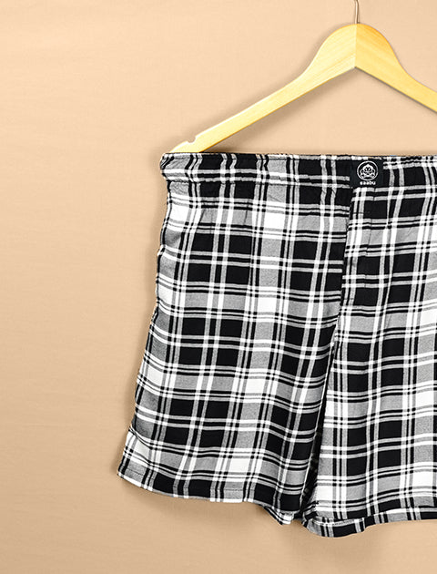 Black & White Checked Printed Cotton Light Weight Boxers
