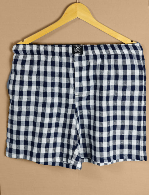 Blue & White Checked Cotton Light Weight Boxers