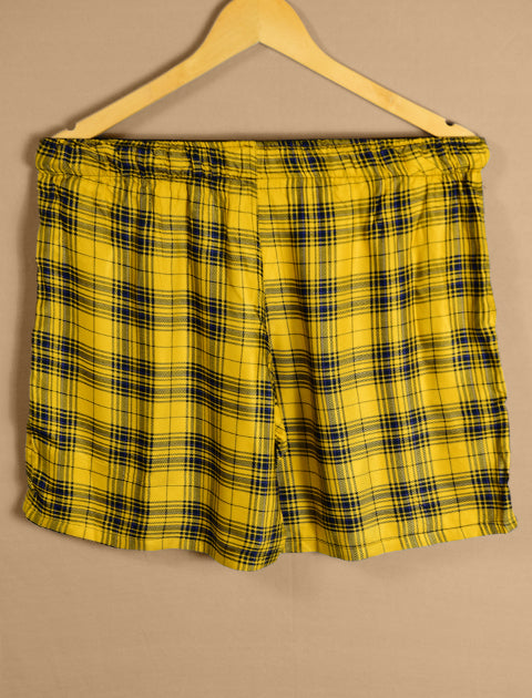 Golden Yellow Checked Printed Cotton Light Weight Boxers - Saabu mode