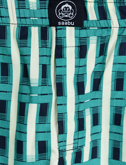 Green Checked Printed Cotton Boxers