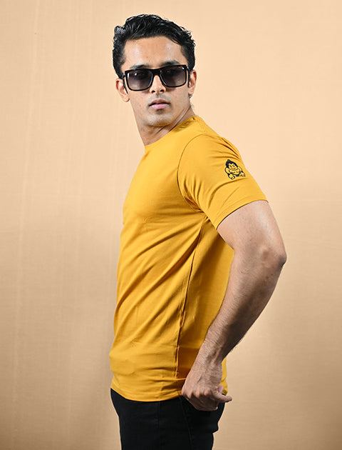 Saabu Mode Men's Plan Mustard Yellow Casual T-Shirt Regular fit - Saabu mode
