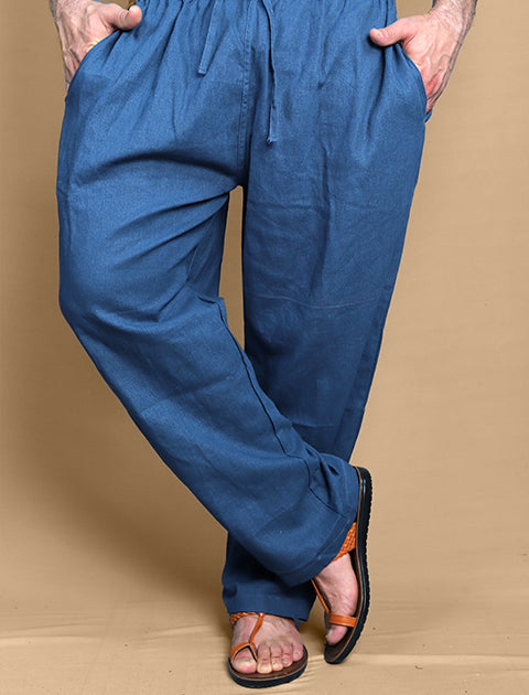Blue Linen Unisex Comfort Fit Casual Pajama/Lower - Saabu mode