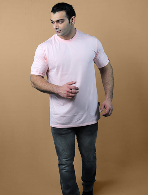 Peach Color Half Sleeve Unisex Casual Regular fit T-Shirt Crew Neck - Saabu mode