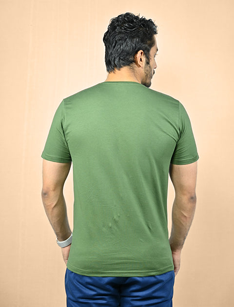 Saabu Mode Men's Printed Olive Green Casual T-Shirt Slim fit (Pack of 1) - Saabu mode