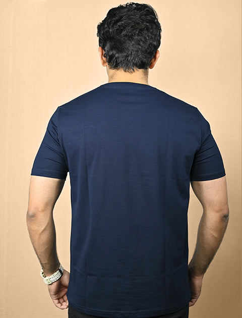 Saabu Mode Men's Printed Navy Blue Casual T-Shirt Slim fit - Saabu mode