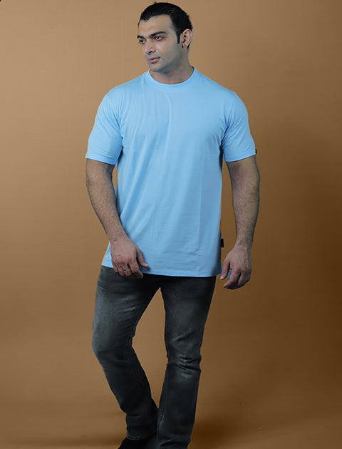 Light Blue Color Half Sleeve Unisex Casual Regular fit T-Shirt Crew Neck - Saabu mode