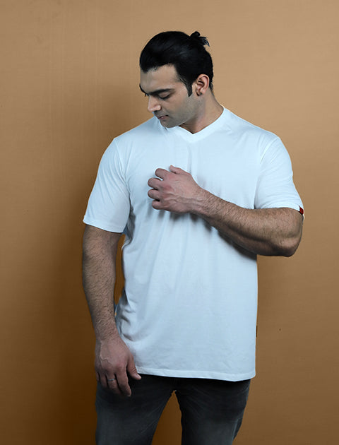 White Color Half Sleeve Unisex Casual Regular fit T-Shirt V - Neck - Saabu mode