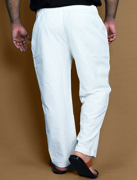 White Cotton Unisex Comfort Fit Casual Pajama/Lower - Saabu mode
