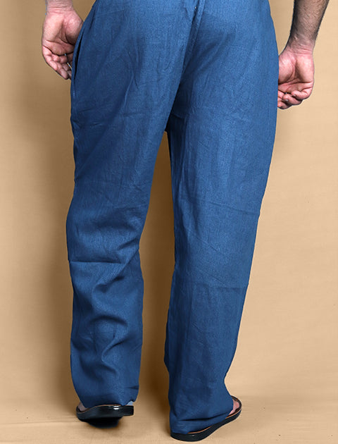 Blue Linen Unisex Comfort Fit Casual Pajama/Lower - Saabu mode