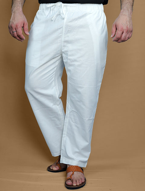 White Cotton Unisex Comfort Fit Casual Pajama/Lower - Saabu mode