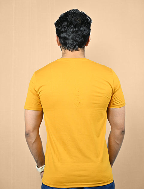 Saabu Mode Men's Printed Musterd Yellow Casual T-Shirt Regular fit - Saabu mode
