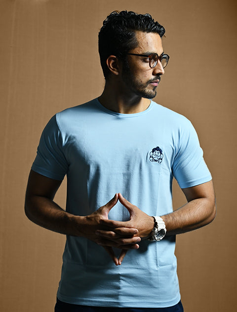Saabu Mode Men's Plan Sky Blue Casual T-Shirt Regular fit - Saabu mode
