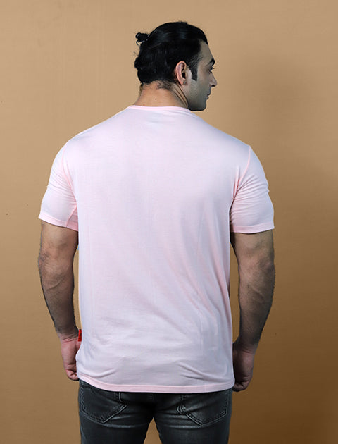 Peach Color Half Sleeve Unisex Casual Regular fit T-Shirt Henley Neck Single Button - Saabu mode