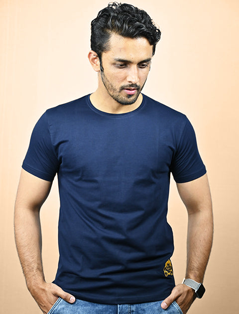 Saabu Mode Men's Plain Navy Blue Casual T-Shirt Slim fit - Saabu mode