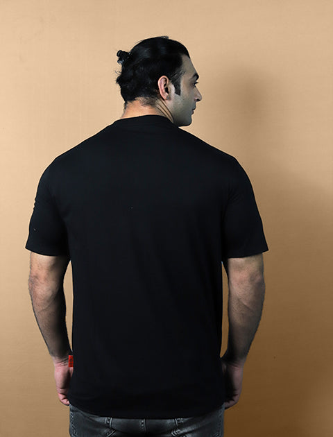 Black Color Half Sleeve Unisex Casual Regular fit T-Shirt V - Neck - Saabu mode