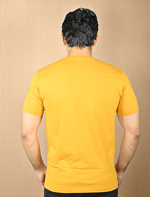Saabu Mode Men's Plan Mustard Yellow Casual T-Shirt Regular fit - Saabu mode