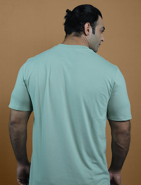 Light Green Half Sleeve Unisex Casual Regular fit T-Shirt V - Neck - Saabu mode