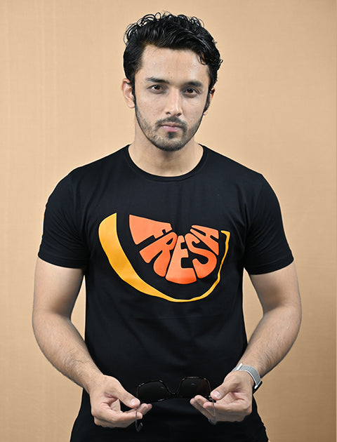 Saabu Mode Men's Printed Black Casual T-Shirt Regular fit